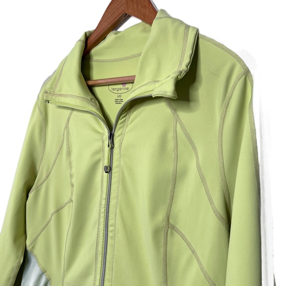Tangerine Activewear Zip Up Jacket Athletic Track Jacket Bright Lime Green L - Picture 7 of 16